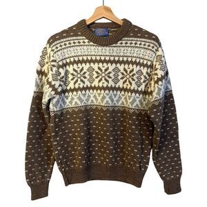 Vintage Pendleton Womens Fair Isle Wool Sweater Size M Preppy Heritage USA Made
